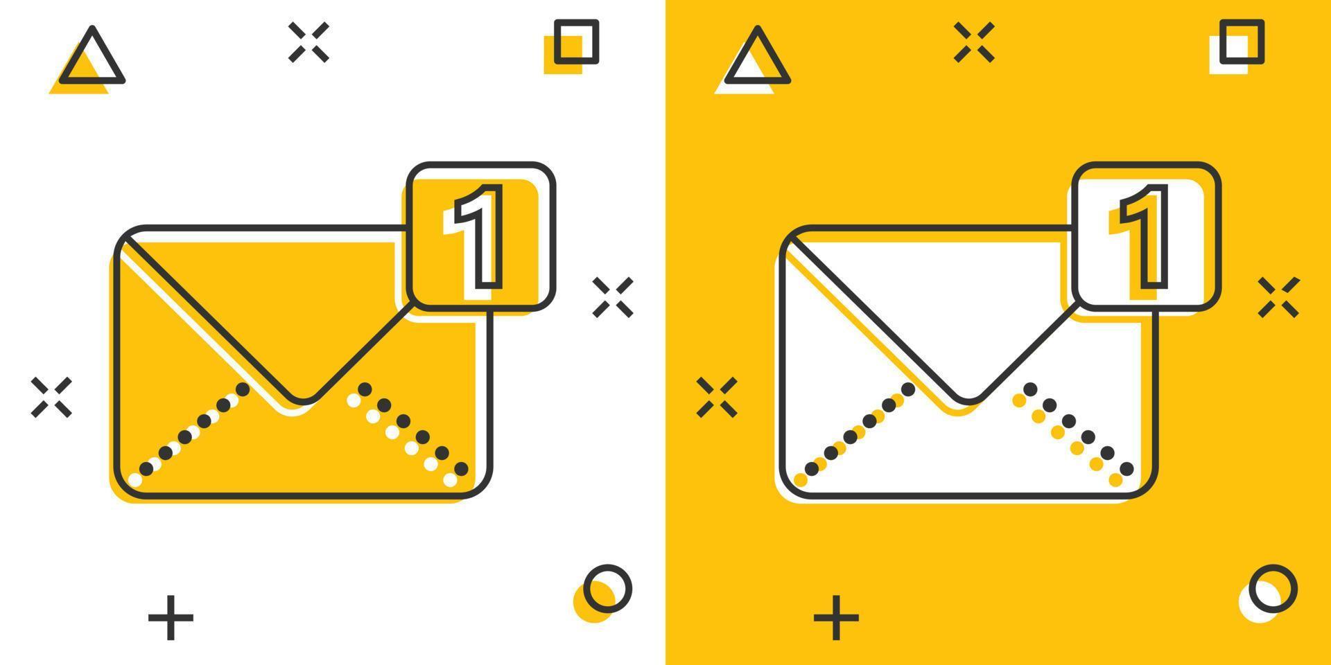 Email message icon in comic style. Mail document cartoon vector illustration on white isolated background. Message correspondence splash effect business concept.