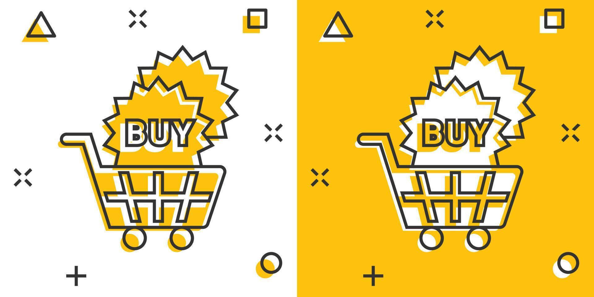 Online shopping star icon in comic style. Buy button cartoon vector illustration on white isolated background. E-commerce splash effect business concept.