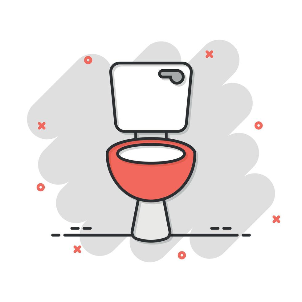 Toilet bowl icon in comic style. Hygiene cartoon vector illustration on isolated background. WC restroom splash effect sign business concept.