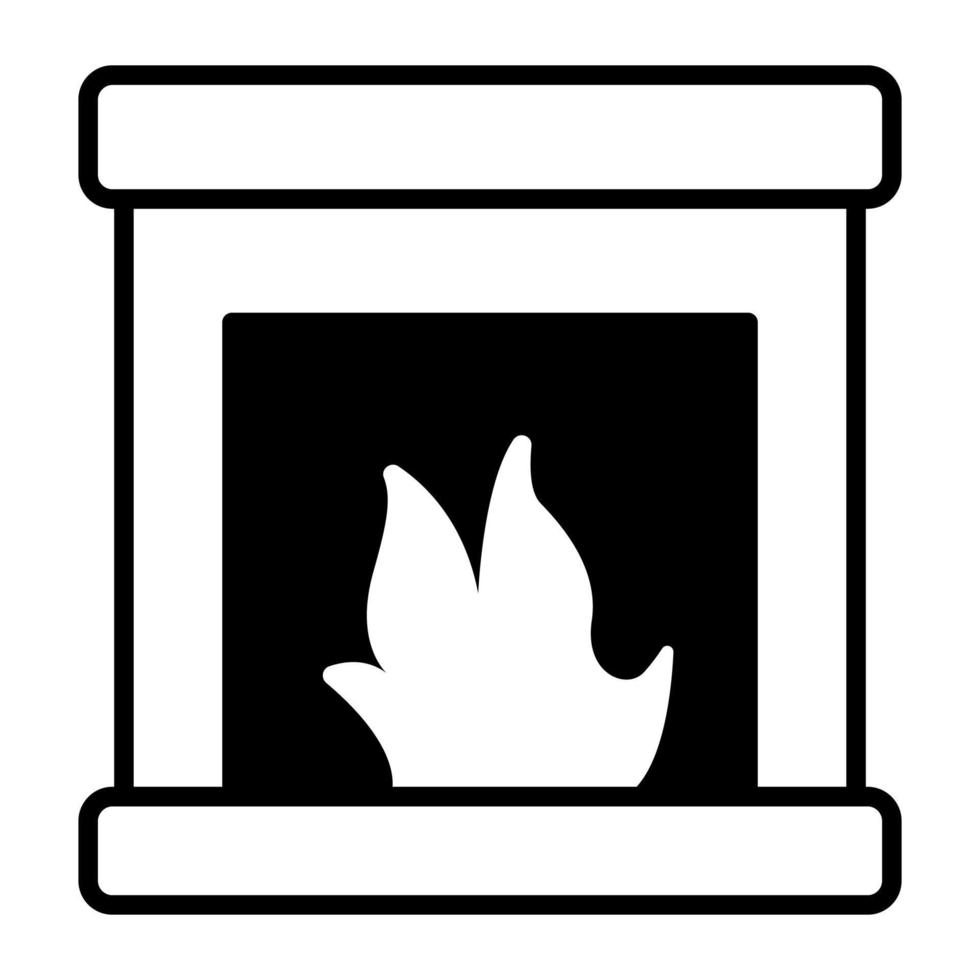 fireplace glyph icon isolated on white background vector