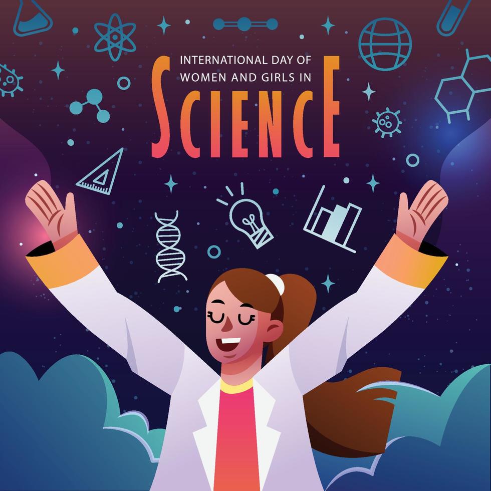 A Girl Celebrating International Day of Woman in Science vector