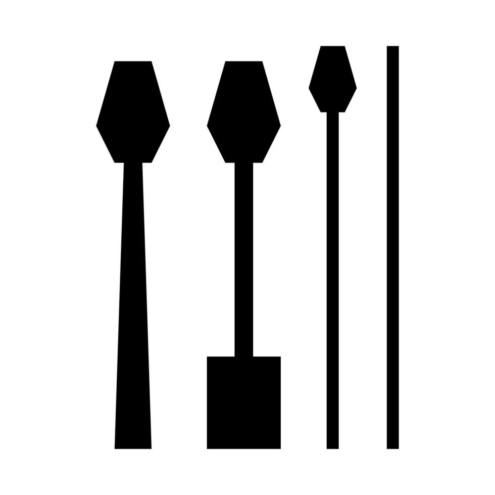 bundle laboratory spatula black icon. polygonal type. laboratory equipment vector