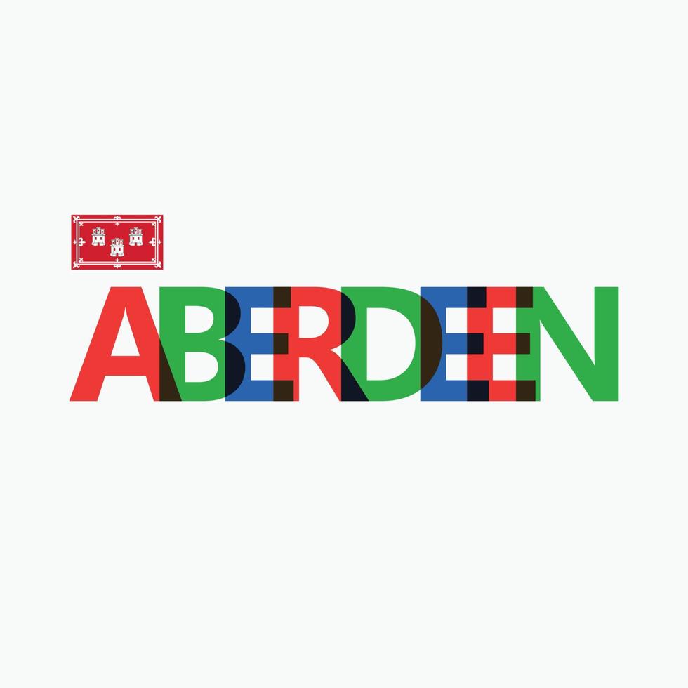 aberdeen vector rgb tipografía de letras superpuestas con bandera. decoración del logotipo de la ciudad de gran bretaña y escocia.