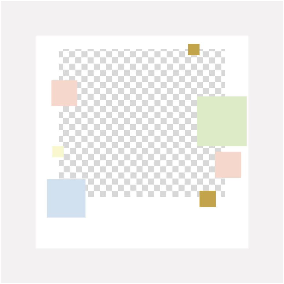 sencilla plantilla de medios sociales de color blanco decorada con cuadrados de colores pastel de varios tamaños y espacio de imagen. adecuado para negocios, tiendas, tiendas, comercio y exhibición de productos. vector