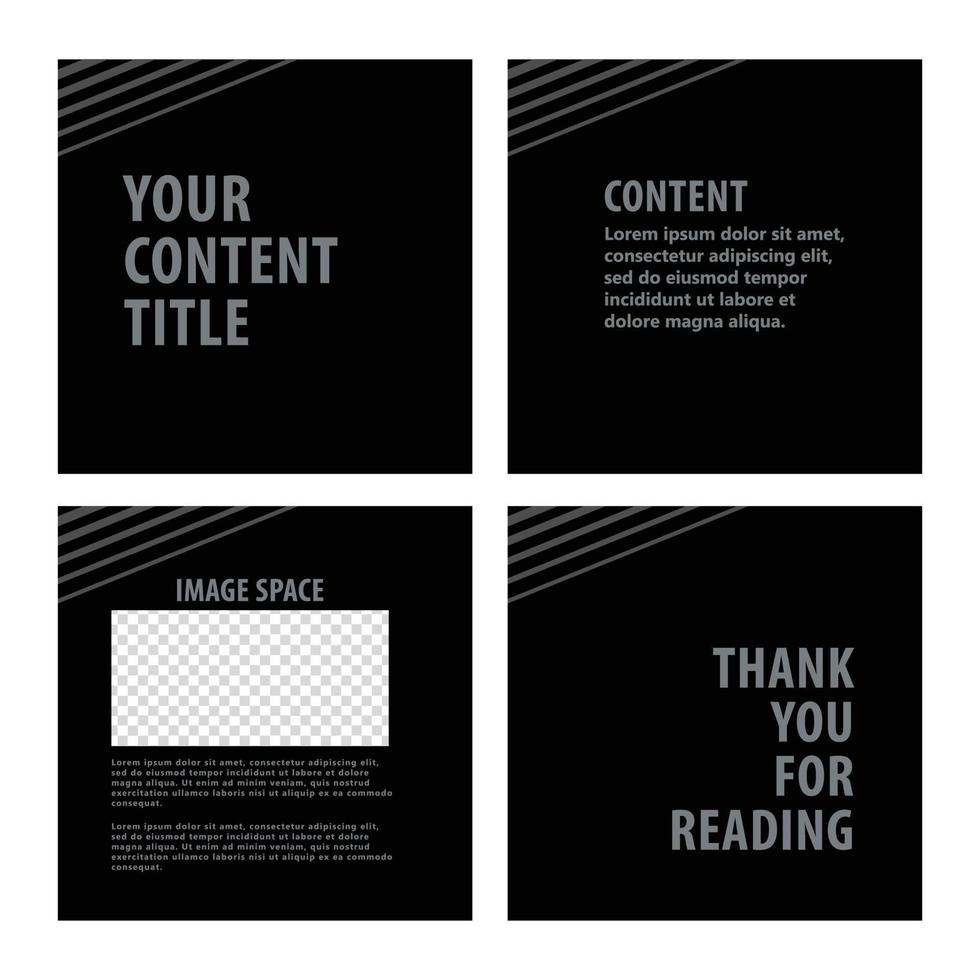 Dark theme social media template with image space. vector