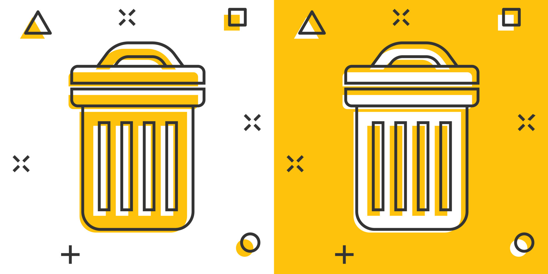 Garbage bin icon in comic style. Recycle cartoon vector illustration on