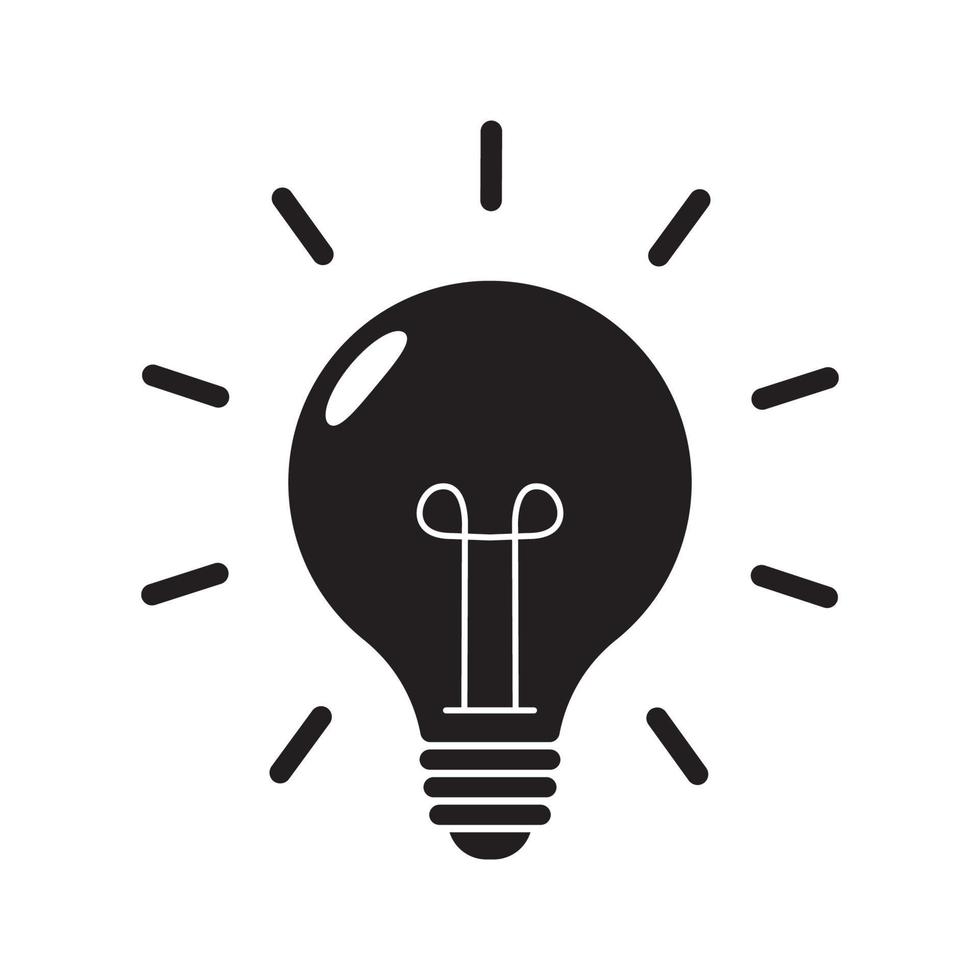 Lamp, idea vector icon. Light bulb with rays shine. Energy and idea symbol.