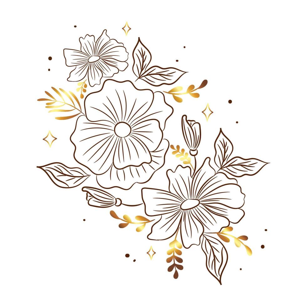 flower with golden gradation leaves vector