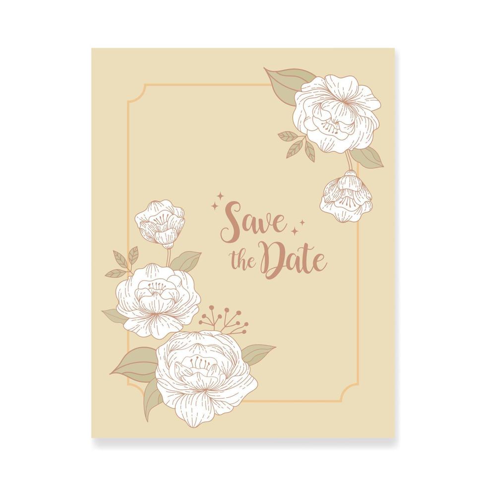 Flower white peonies save the date vector