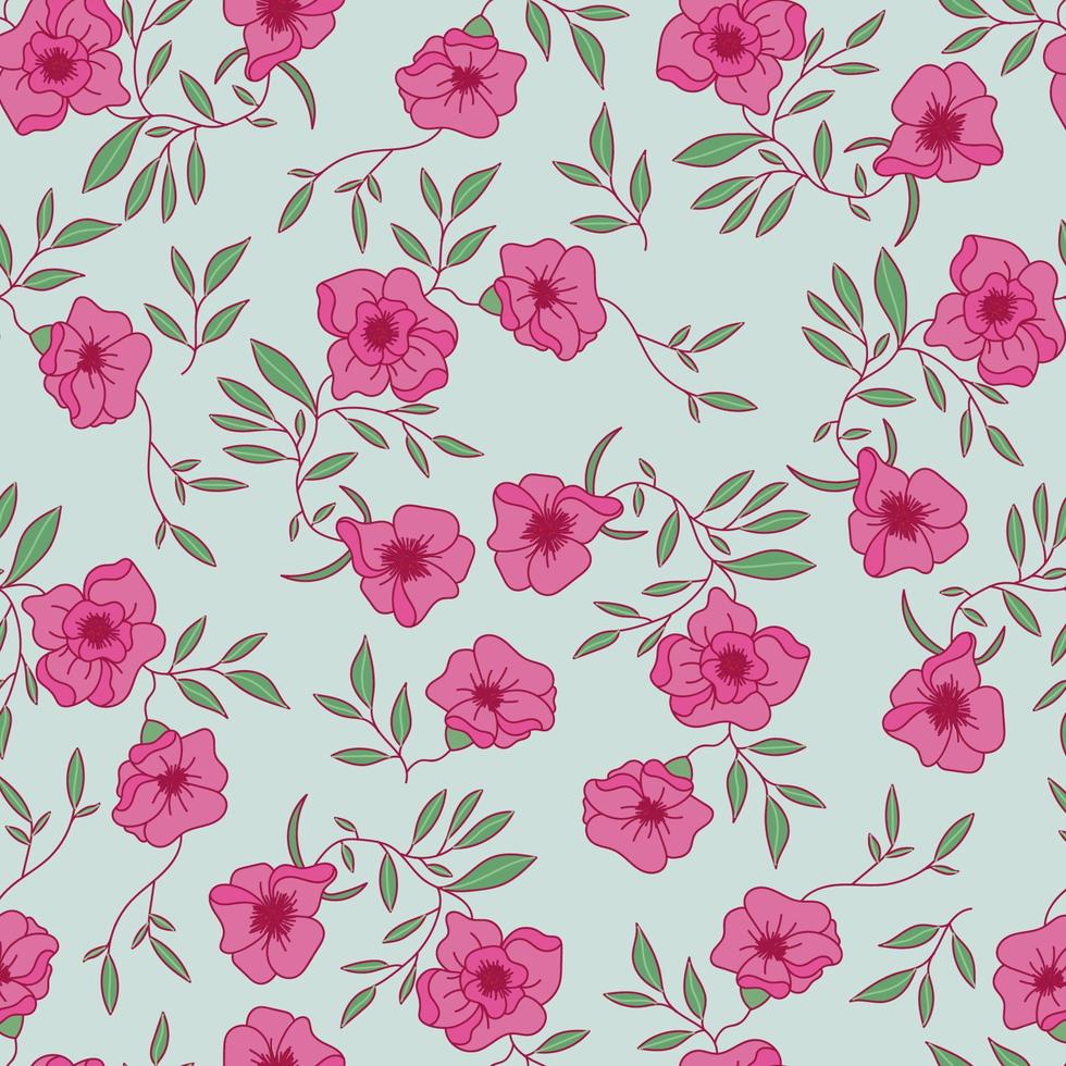 Seamless pattern flower pink vector