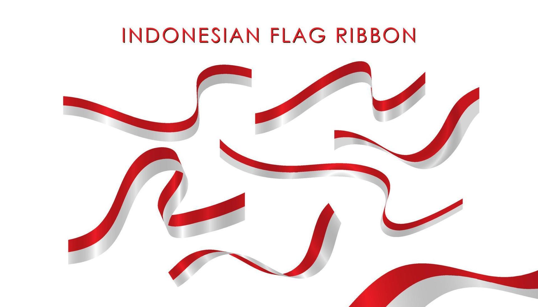 Indonesian flag ribbon collection vector