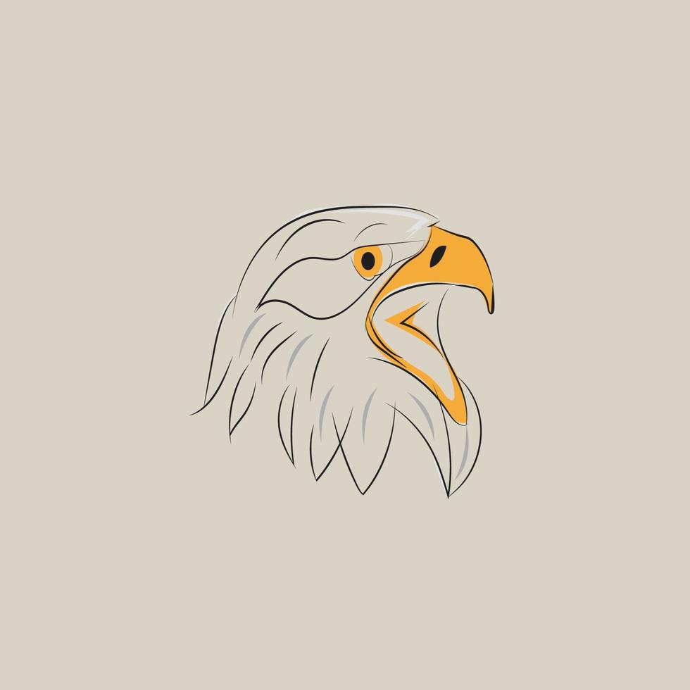 imagen de dibujos animados de mascota de cabeza de águila, modo de arte lineal. vector