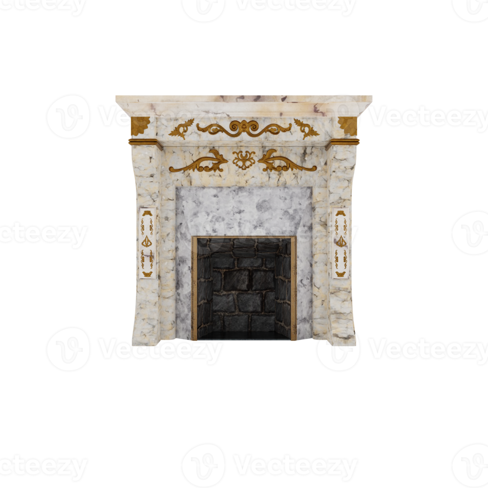 3d white Modern Fireplace png