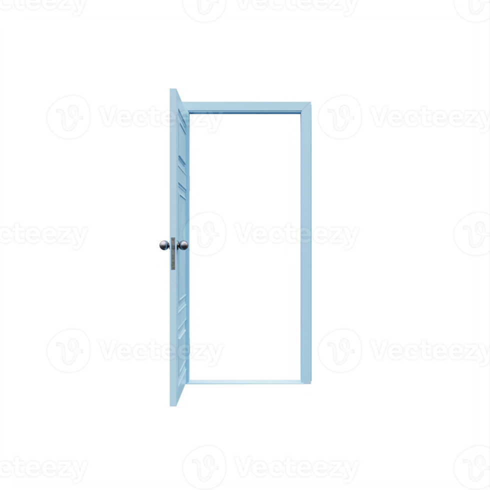 puerta abierta de color turquesa aislada png