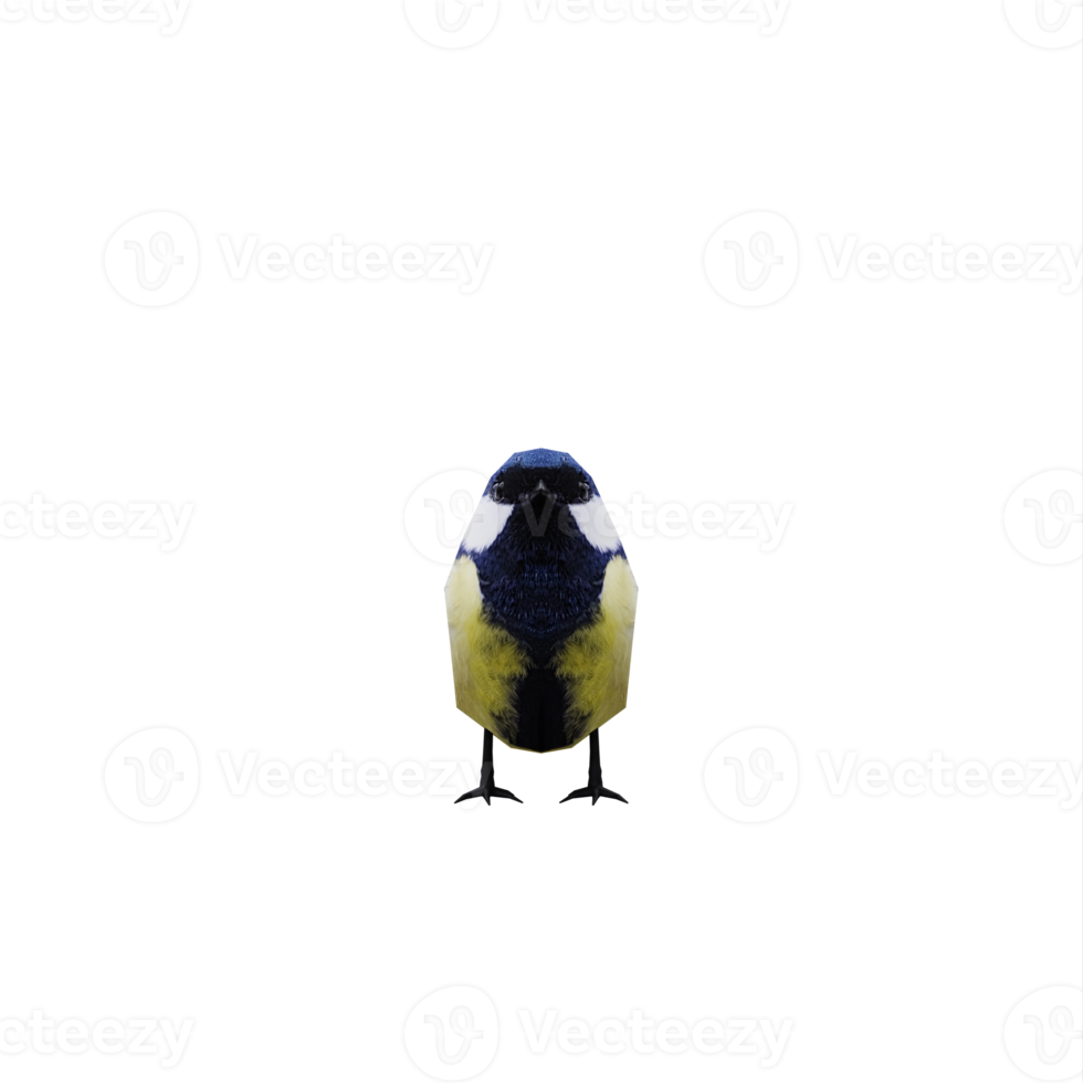 3d Great tit bird isolated png