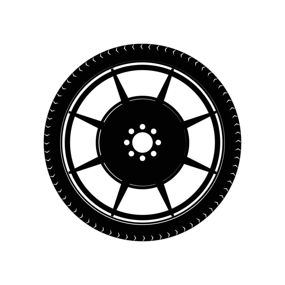 silueta de rueda. elemento de diseño de icono en blanco y negro sobre fondo blanco aislado vector