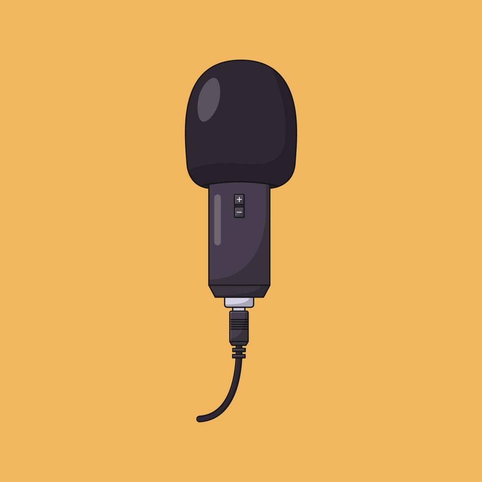 Microphone Vector Icon Illustration with Outline for Design Element, Clip Art, Web, Landing page, Sticker, Banner. Flat Cartoon Style