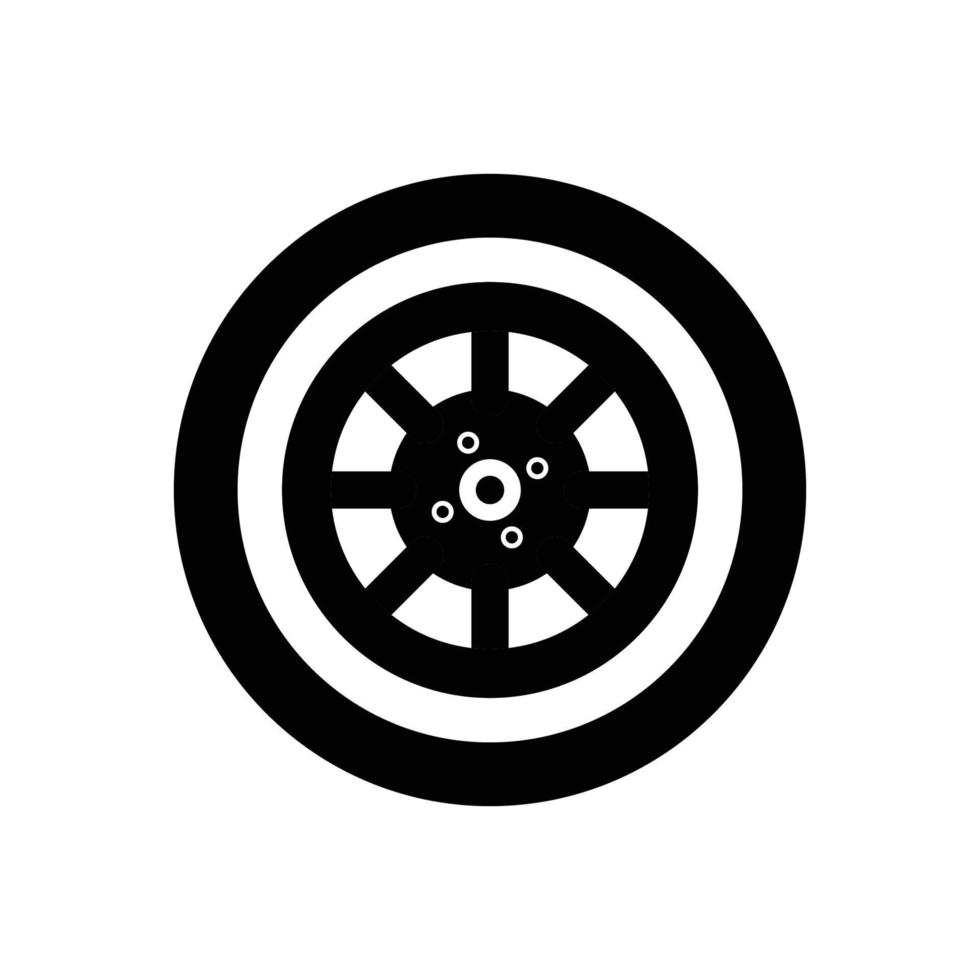 Wheel Silhouette. Black and White Icon Design Element on Isolated White Background vector