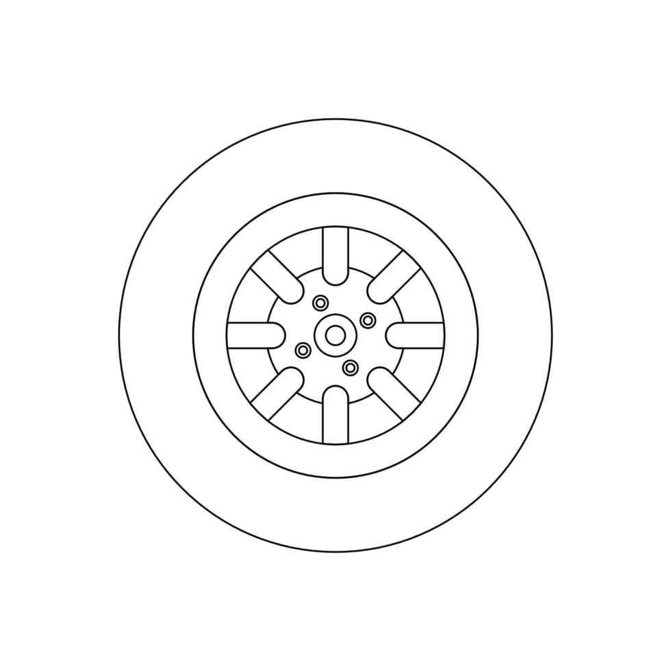 Wheel Outline Icon Illustration on Isolated White Background vector