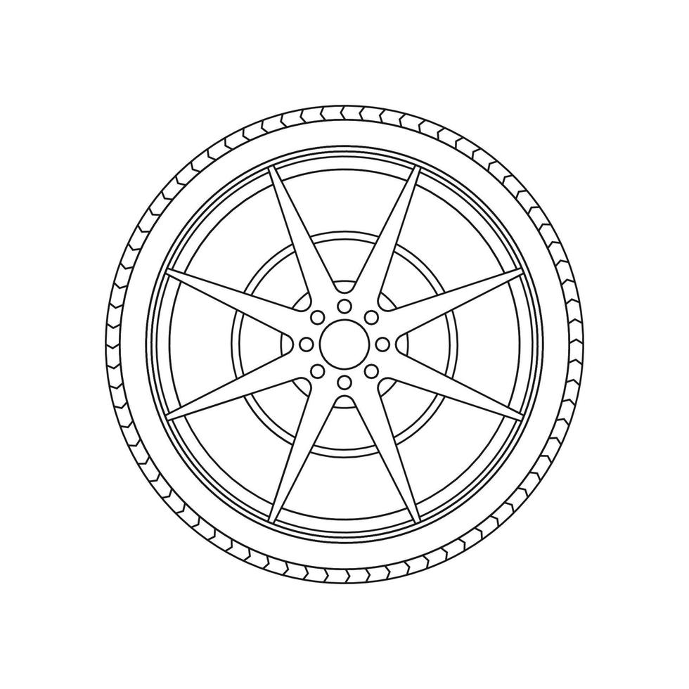 Wheel Outline Icon Illustration on Isolated White Background vector