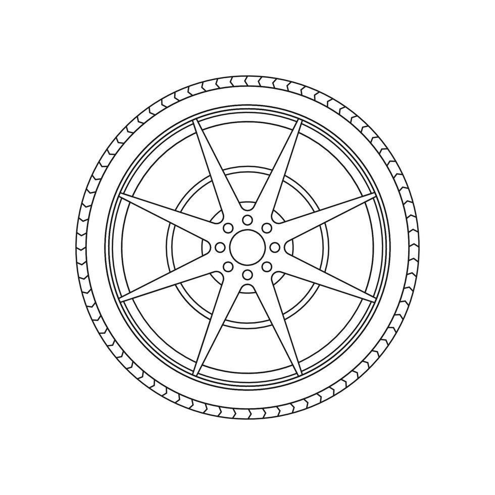 Wheel Outline Icon Illustration on Isolated White Background vector