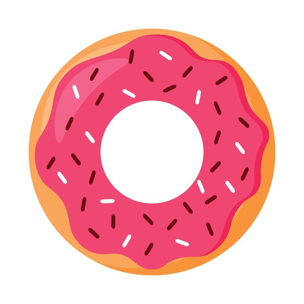 Pink Donut with Choco Sprinkles in Food Cartoon Animated Vector