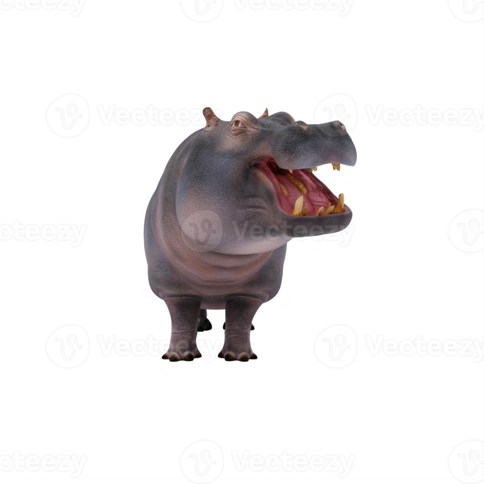 3d hippopotamus isolated png