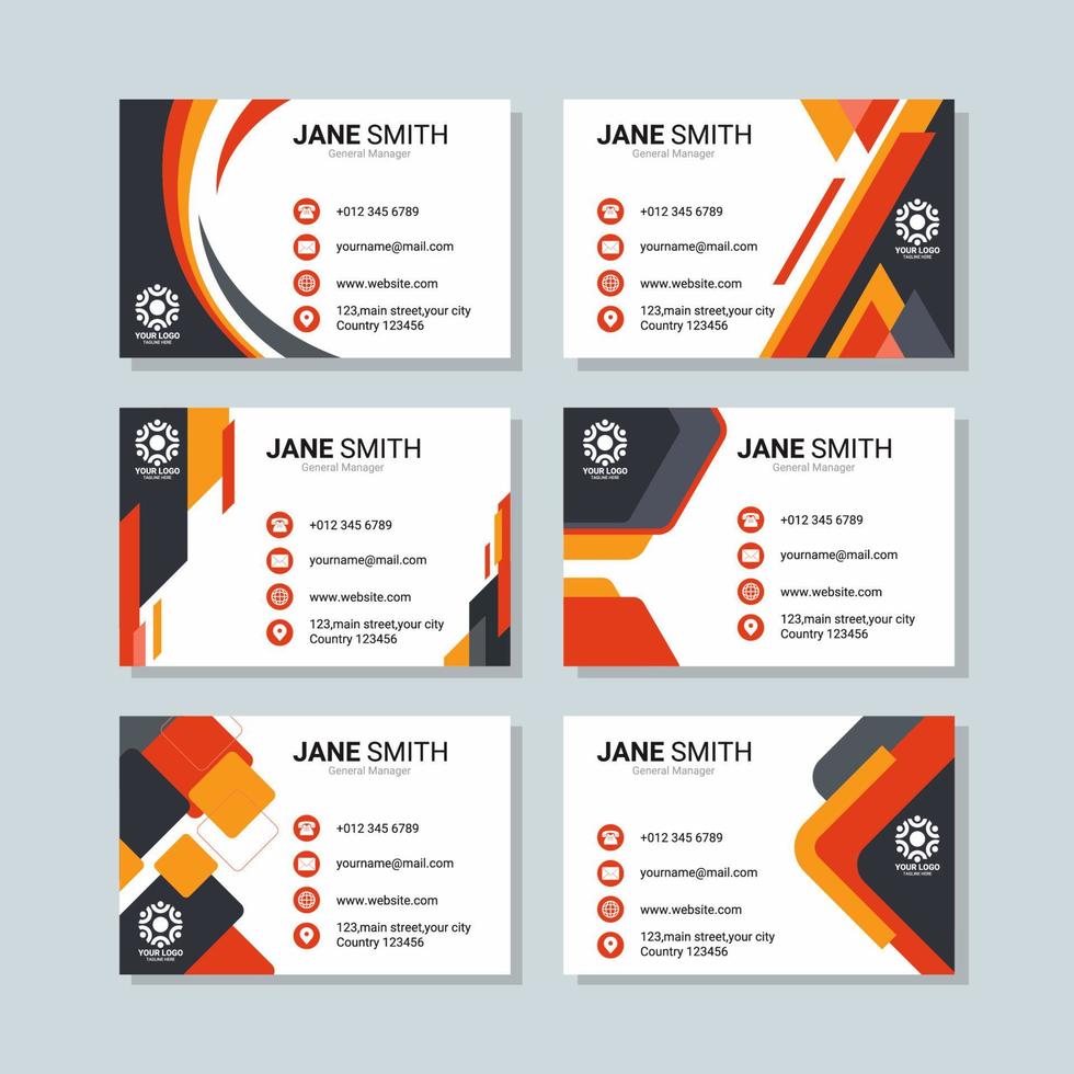 Flat Abstract Business Card Collection vector