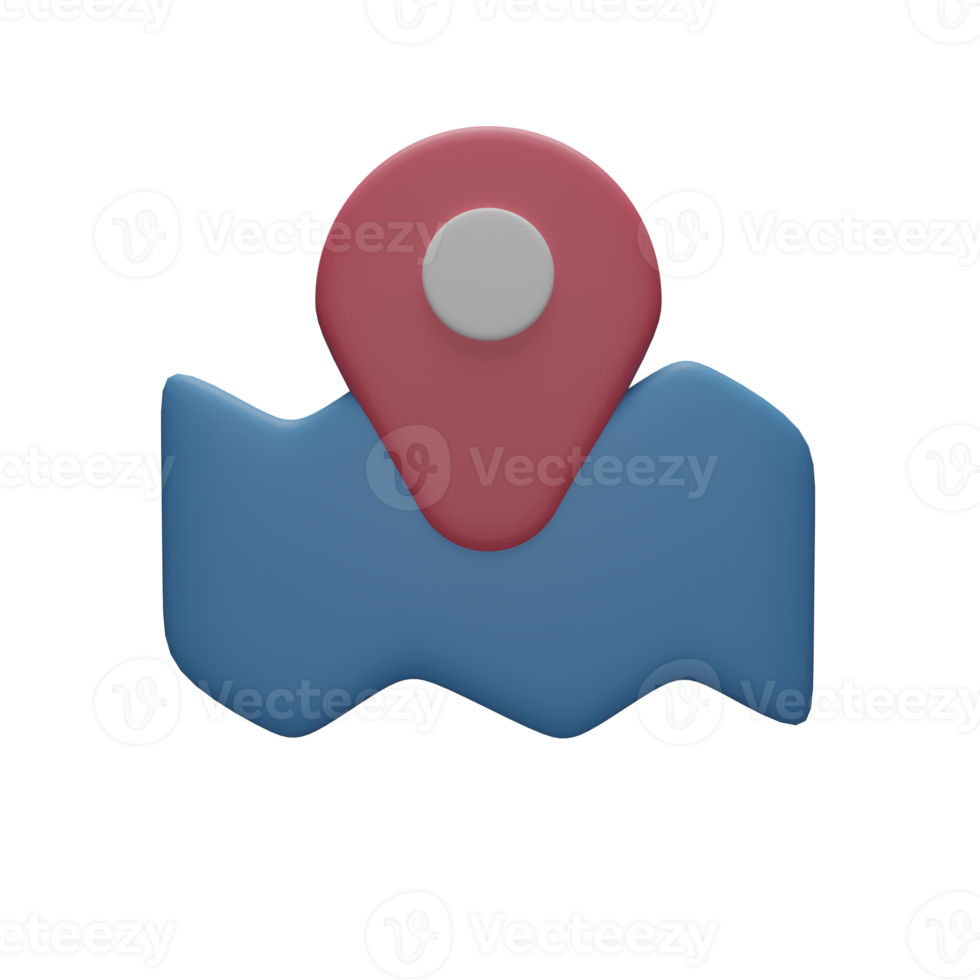 3d rendering Map markers for traveling transparent png