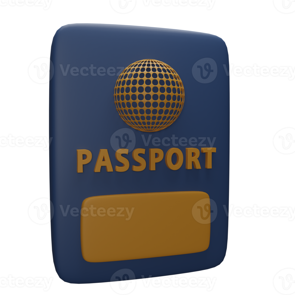 Passaporte de renderização 3D para viajar para o exterior transparente png