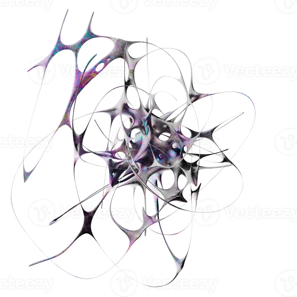 renderização 3d de forma metálica abstrata futurista. elemento para design, publicidade. png