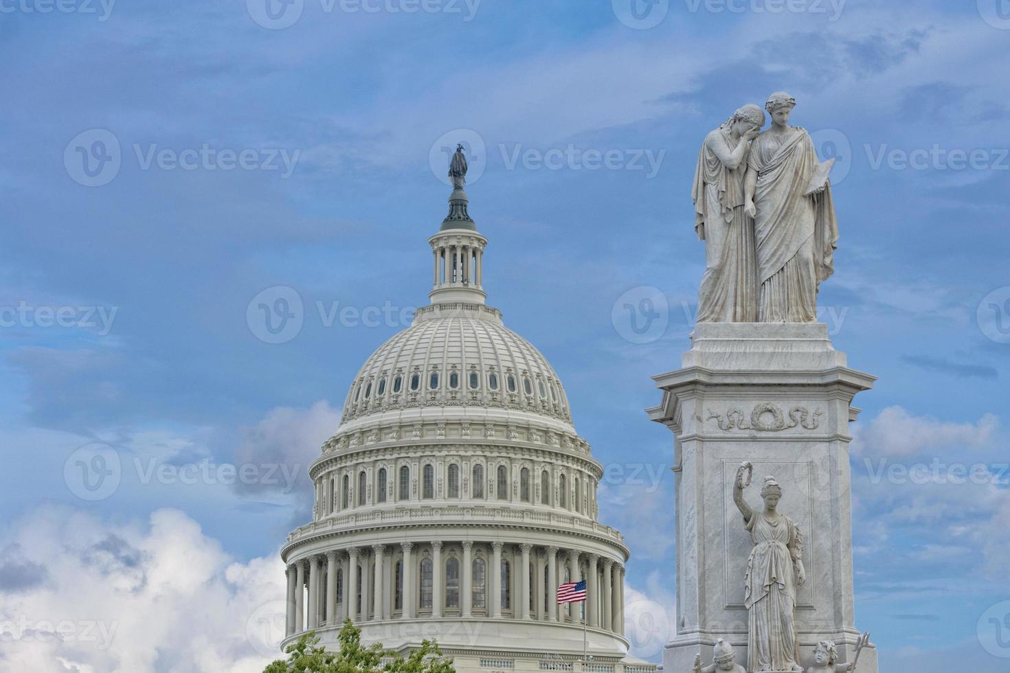 Washington DC Capitol view on cloudy sky photo