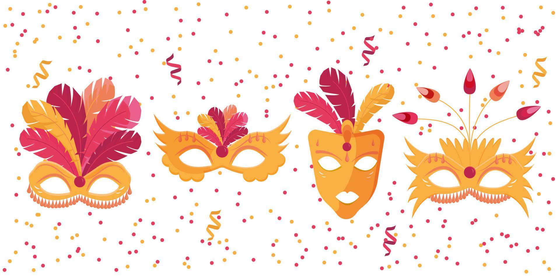 3 carnival masks vector