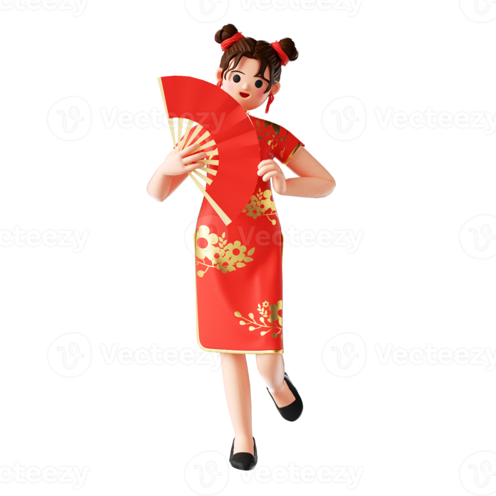 Representación 3d de mujeres vistiendo ropa de moda tradicional china png