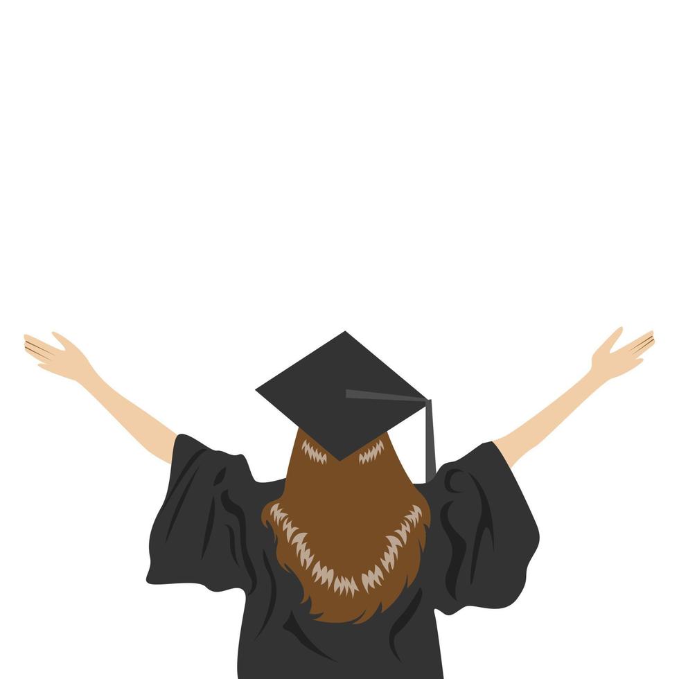 graduation woman vector illustration from back side