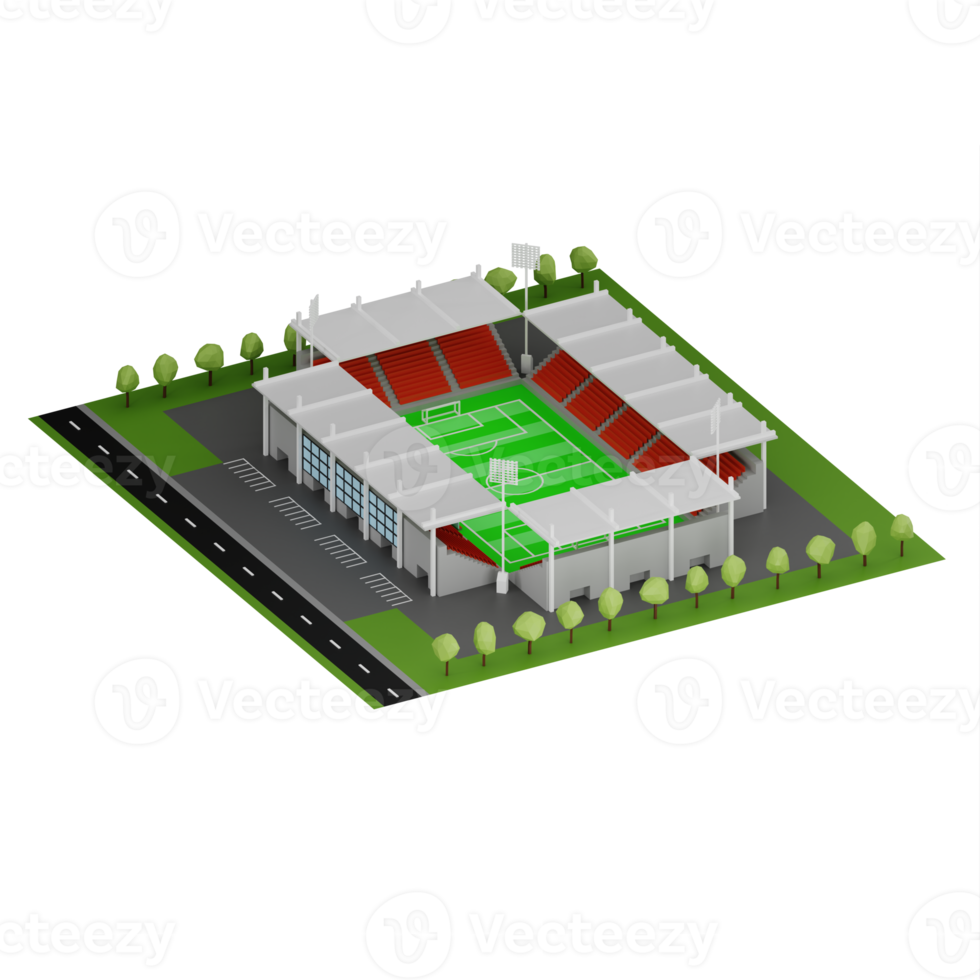 Cartoon isometric stadium model isolated png