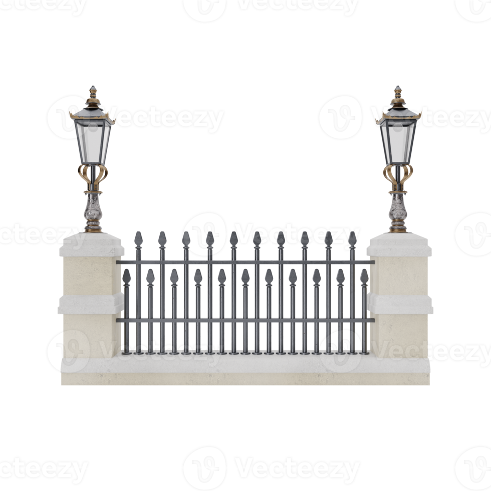 Vintage Victorian street fence png