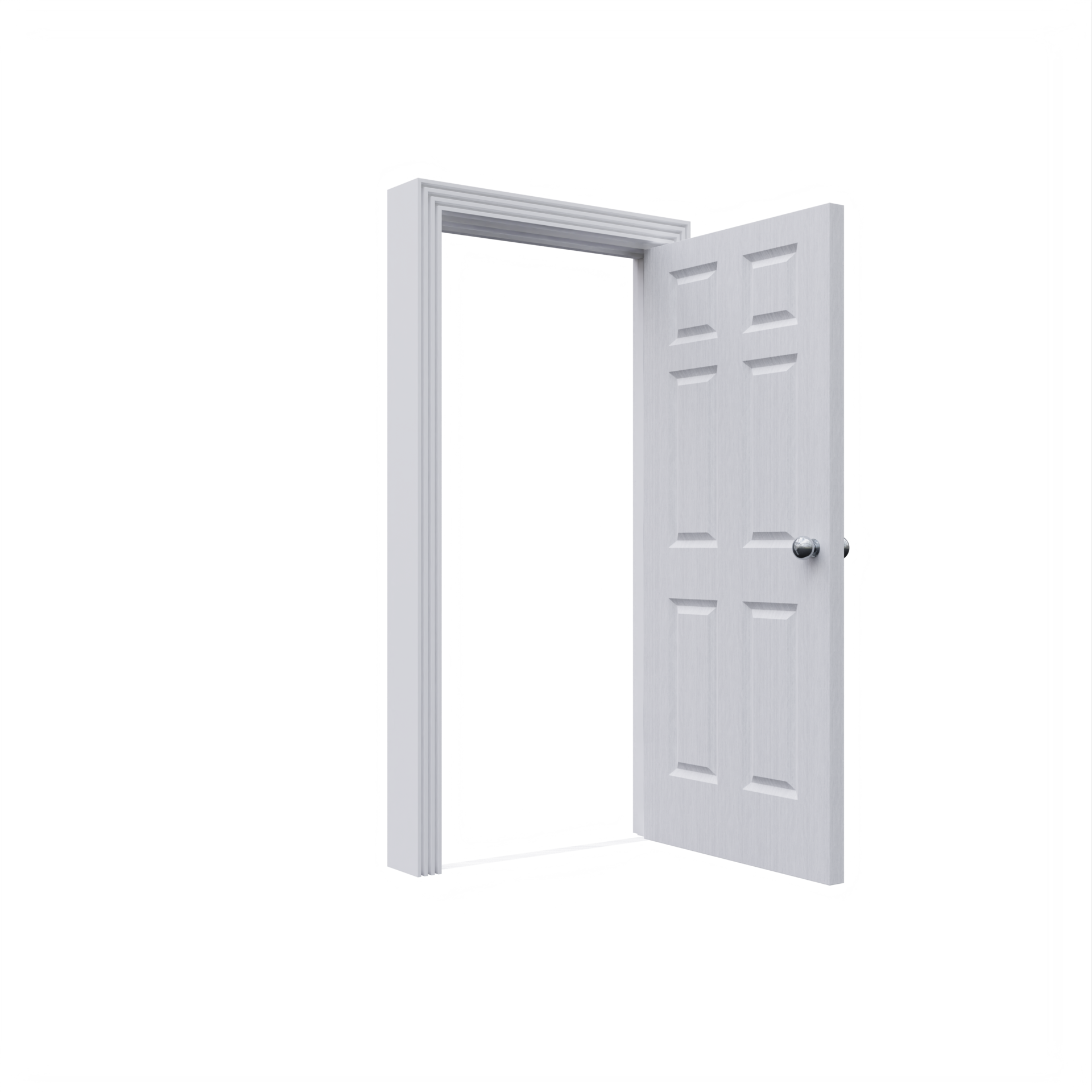 White 6 Panel Open Door isolated 18754243 PNG