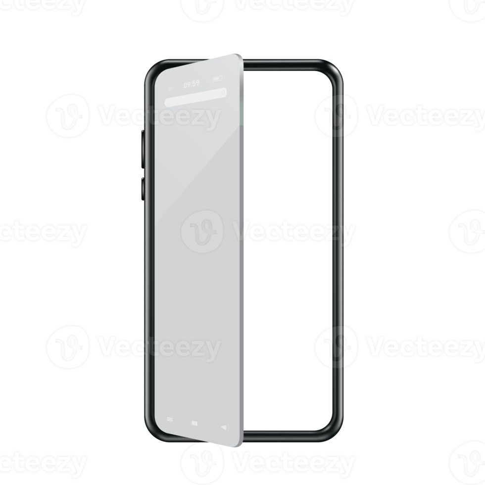 A smartphone with a screen that opens like an open door. png