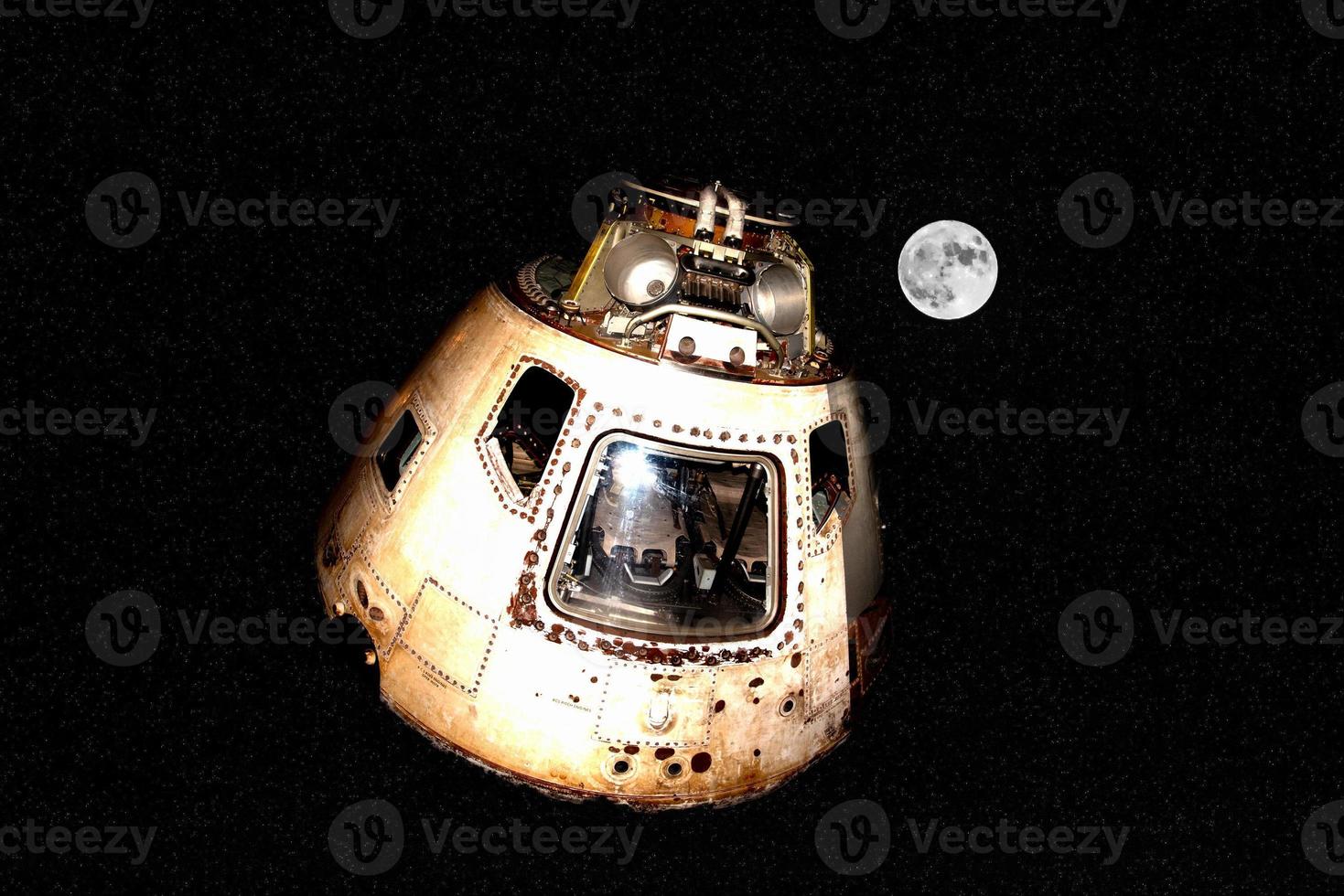 Space ship Apollo Style on moon and stars photo