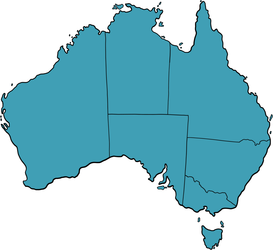 doodle freehand drawing of australia map. png