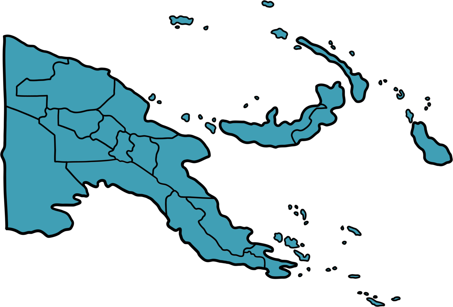 doodle freehand drawing of papua new guinea map. png