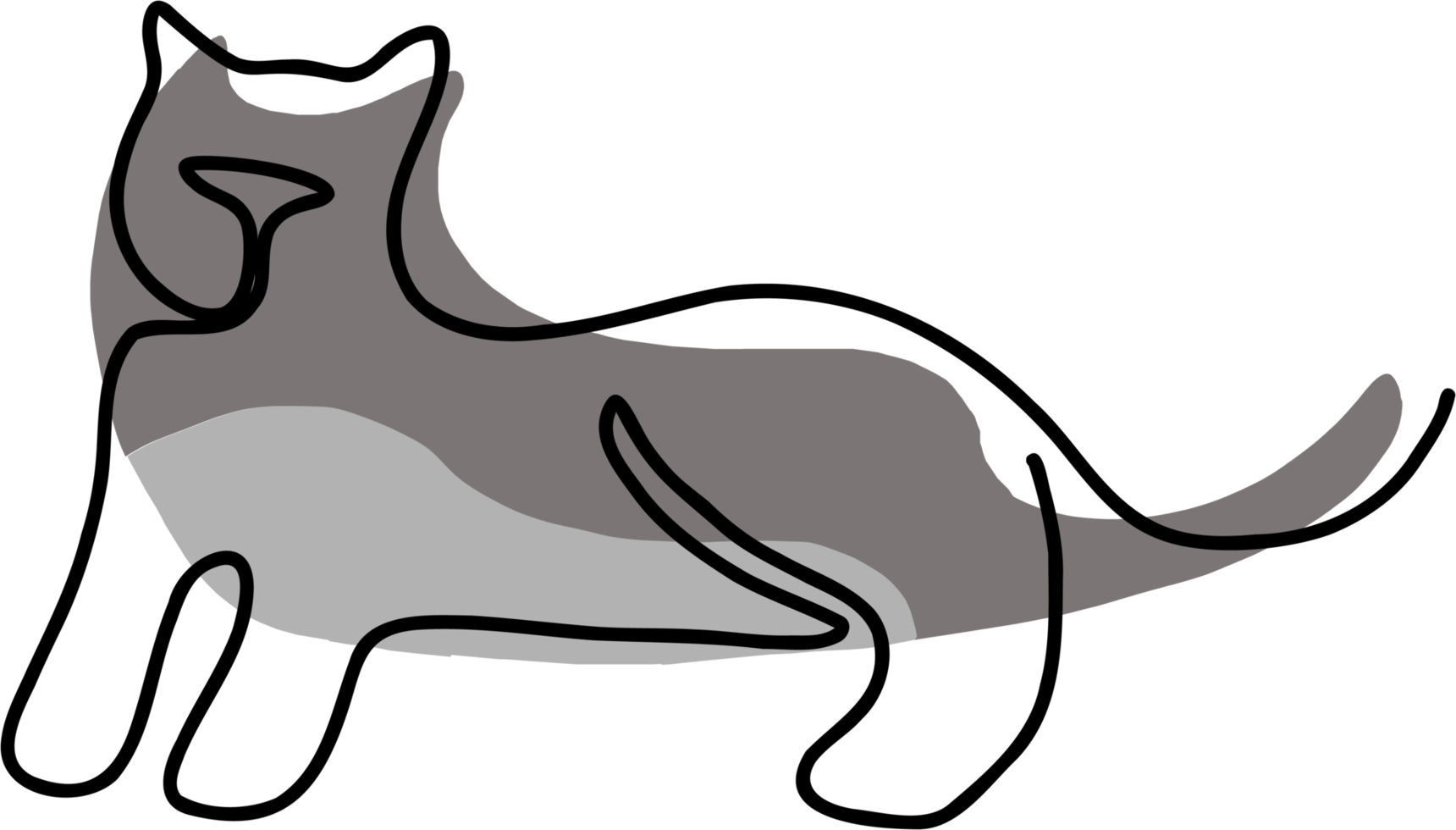 simplicity cat freehand continuous line drawing. png