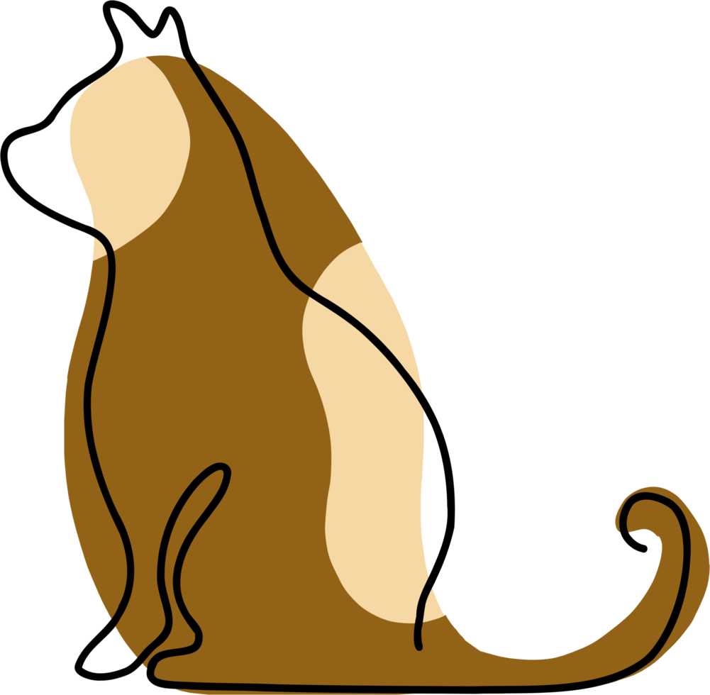 simplicity cat freehand continuous line drawing. png