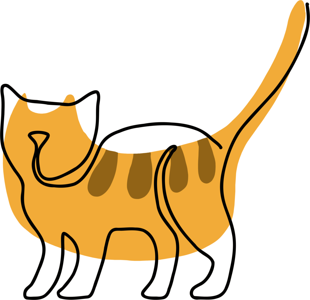 simplicity cat freehand continuous line drawing. png