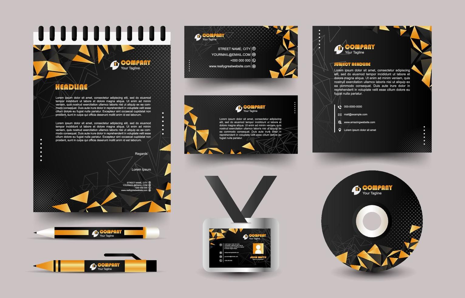 Black and Gold Business Kit Collection vector