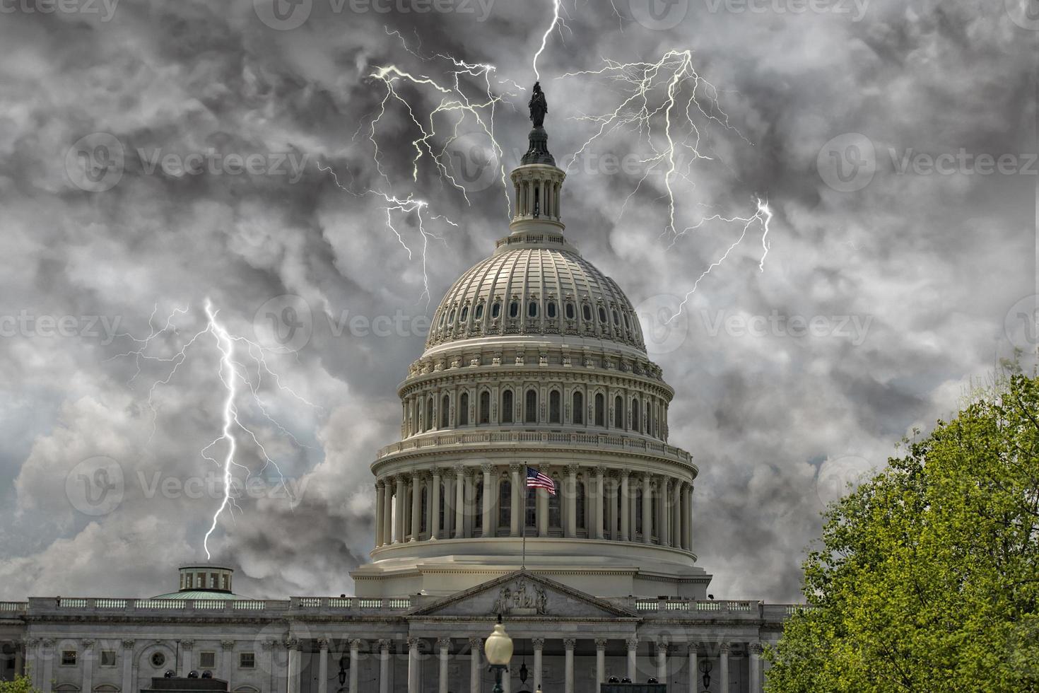 Washington DC Capitol view on cloudy sky photo