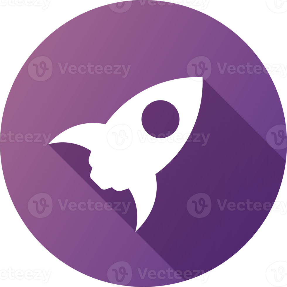 Rocket icon in flat design style.  Space ship signs illustration. png