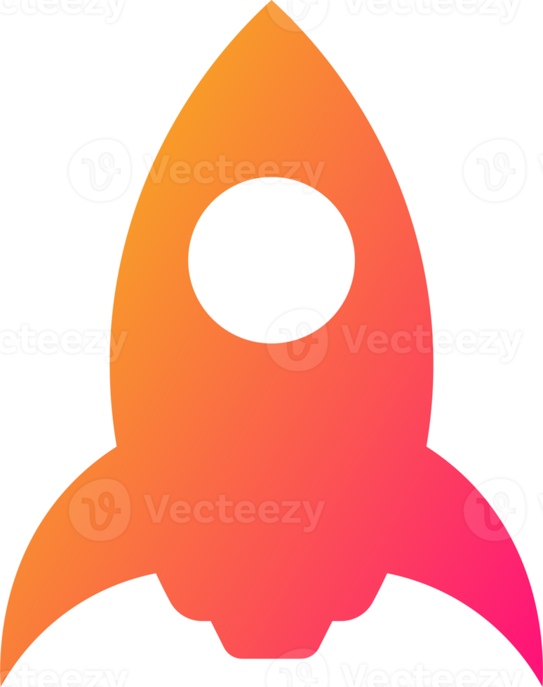 Rocket icon in gradient colors.  Space ship signs illustration. png