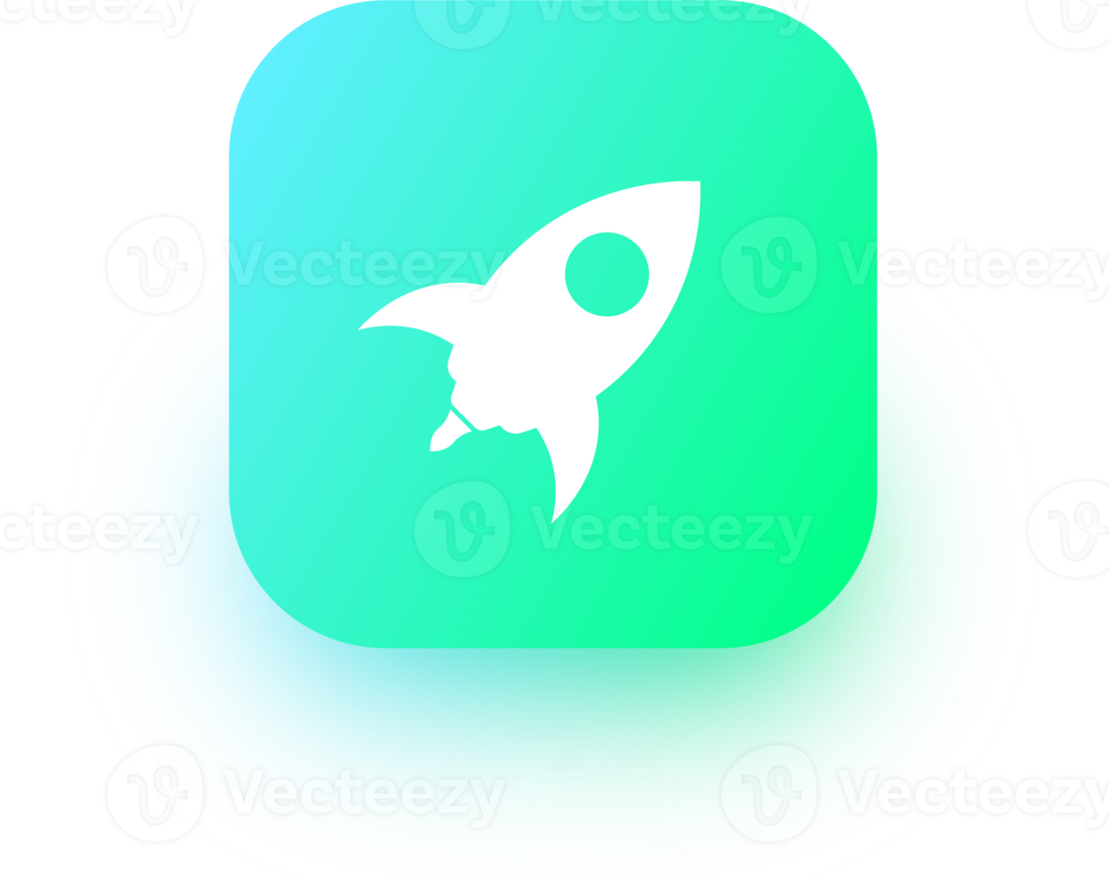 Rocket icon in square gradient colors.  Space ship signs illustration. png